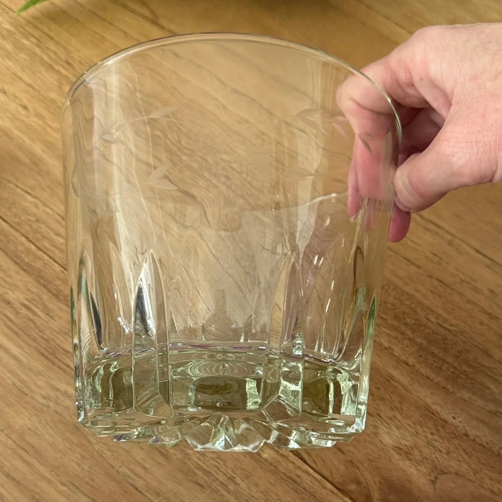 Vintage etched glass ice bucket